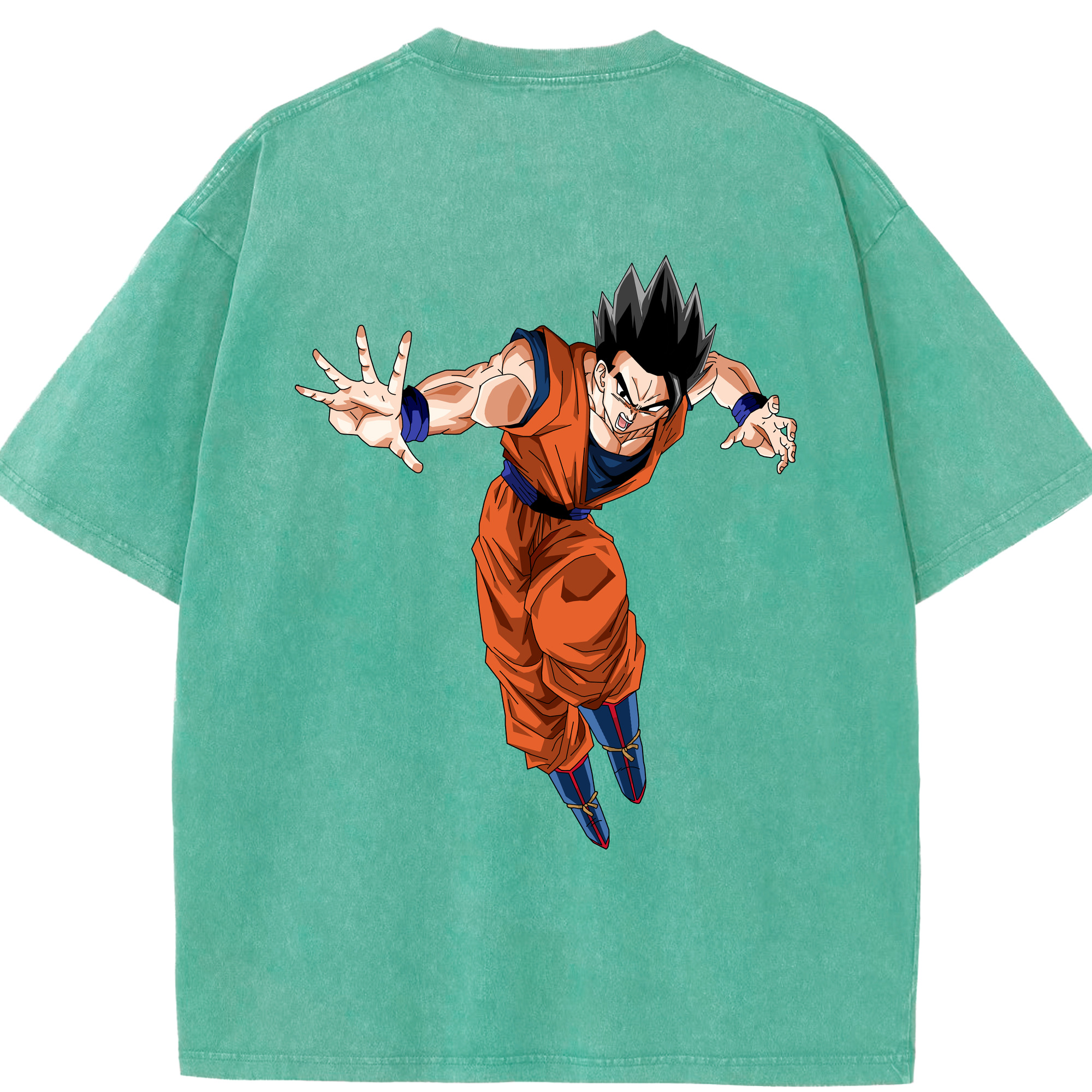 （画像用） ドラゴンボール 孫 悟飯（そんごはん）DRAGON BALL Son Gohan 綿100% ヴィンテージ風 半袖Tシャツ（背面プリント）